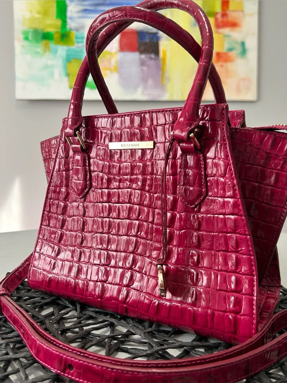 Brahmin La Scala Mini Priscilla Satchel Fuchsia Pink